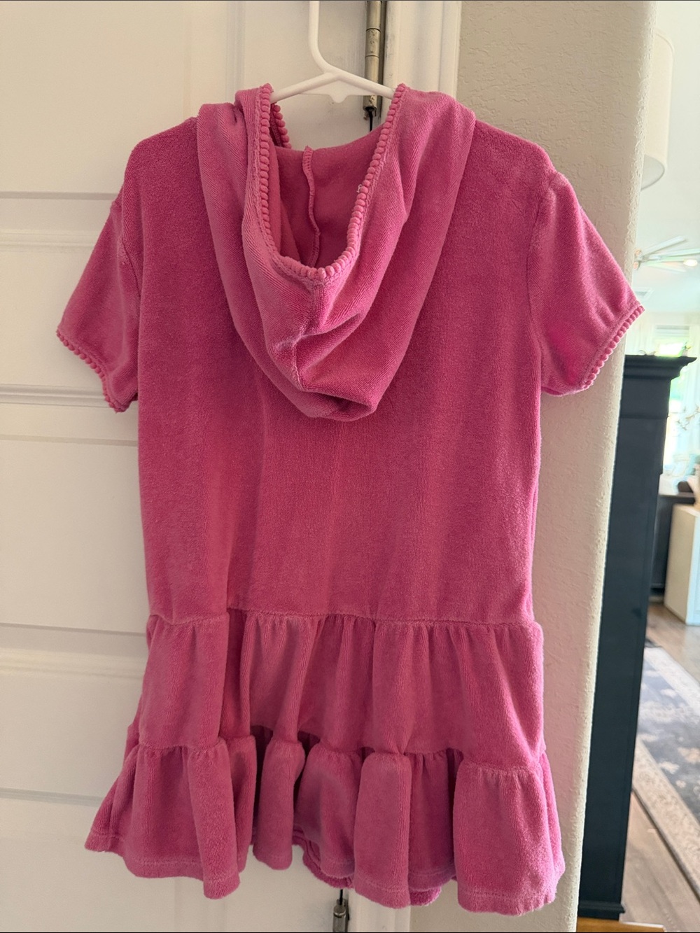 Cat & Jack Girls' Pink Hooded Tiered Terry Cover Up Size Small (6/7) - Picture 3 of 3